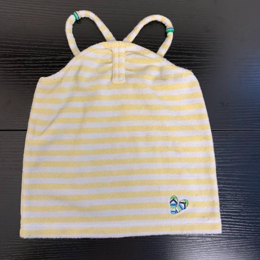 Vintage Gymboree White/Yellow Striped Terrycloth Tank Top Beach Girl Kid's 4
